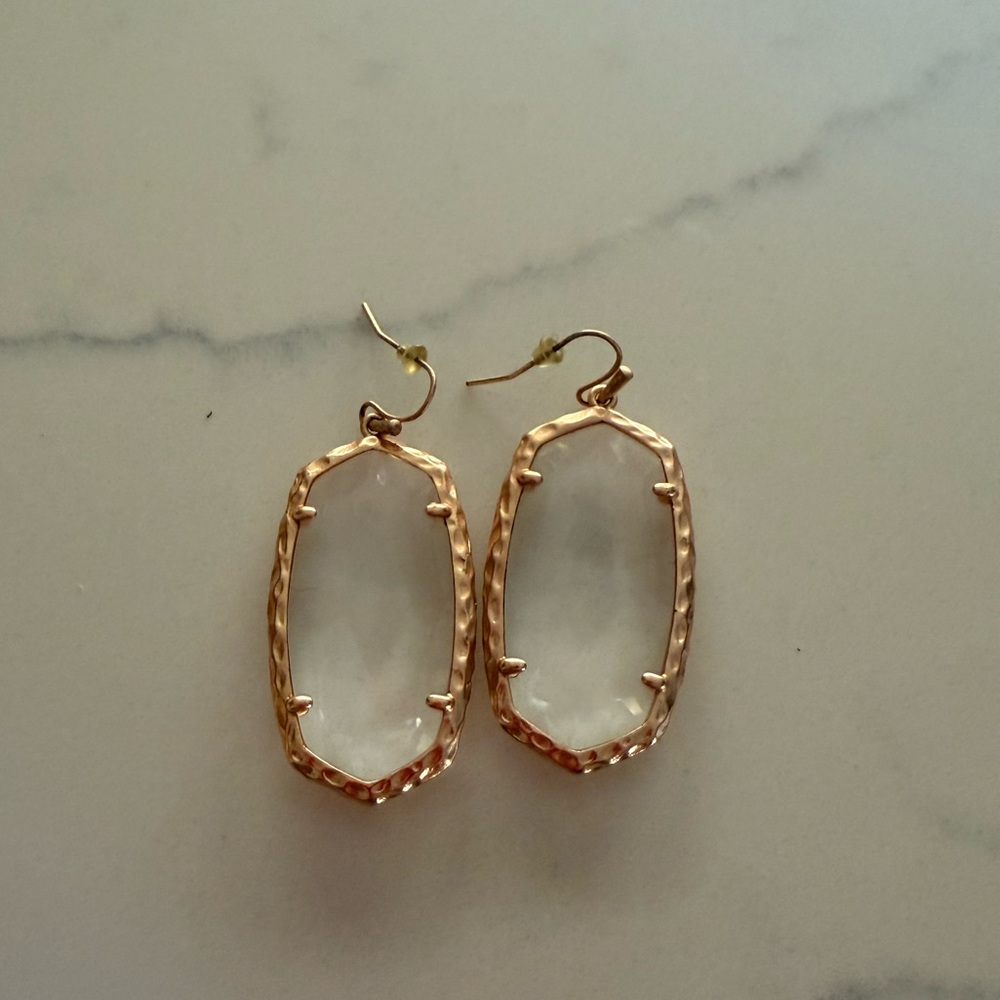 Kendra Scott Ella Rose Gold Clear Drop Earrings